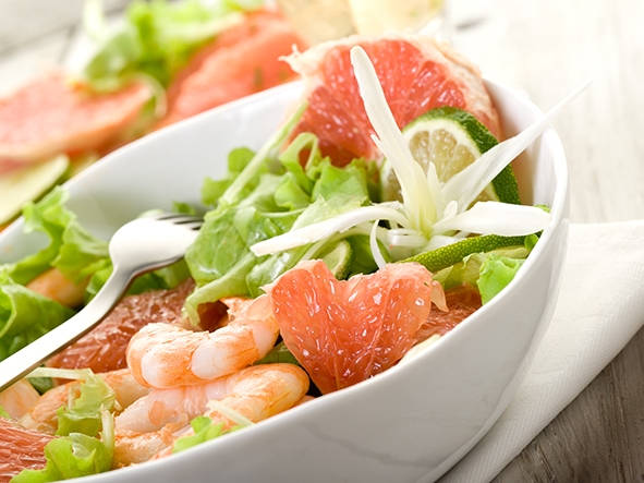 Grapefruitsalat mit Shrimps